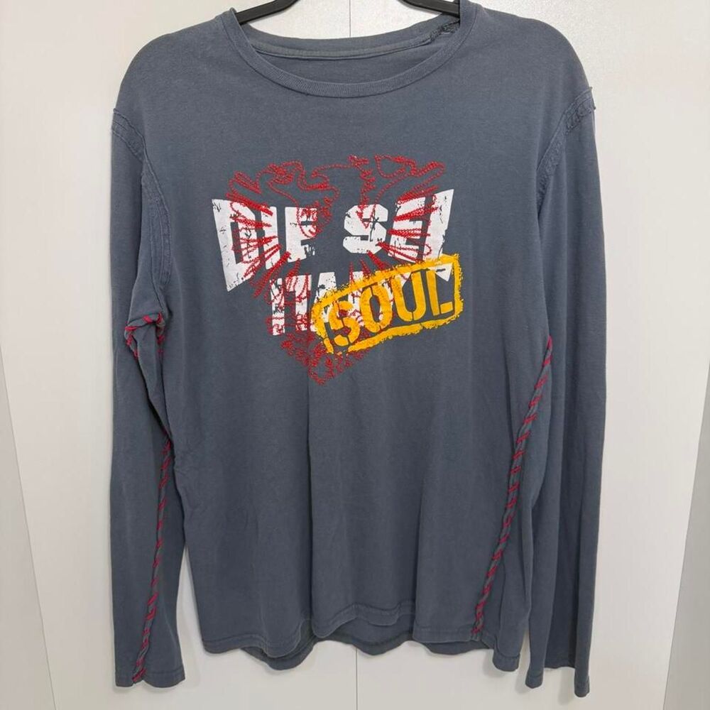 Diesel Men's Grey and Blue Jumper